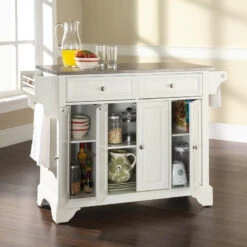 Crosley LaFayette Stainless Steel Top Kitchen Island, White Finish 12 Crosley LaFayette Stainless Steel Top Kitchen Island, White Finish -Kitchen Storage Store 6db17571064633b0 4840 w800 h800 b0 p0