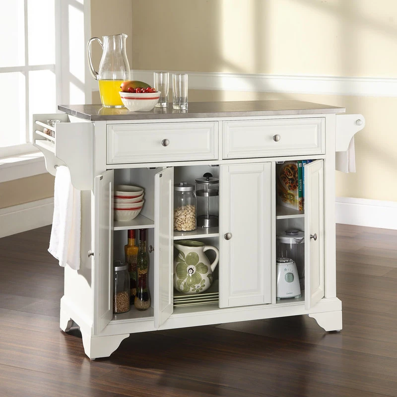 Crosley LaFayette Stainless Steel Top Kitchen Island, White Finish 7 Crosley LaFayette Stainless Steel Top Kitchen Island, White Finish - Image 5
