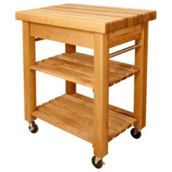 Catskill French Country Small Butcher Block Kitchen Cart In Natural