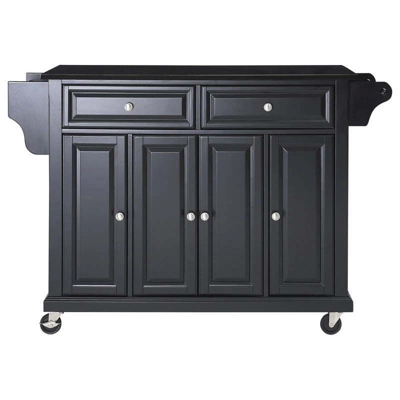 Crosley Solid Black Granite Top Kitchen Cart/Island, Black Finish 3 Crosley Solid Black Granite Top Kitchen Cart/Island, Black Finish