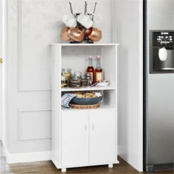Boahaus Montpellier Modern Wood Kitchen Pantry With Open Compartments In White -Kitchen Storage Store 70c11dc303ad30ae 2706 w800 h800 b0 p0
