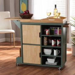 Baxton Studio Niccolo Coastal Green Kitchen Cart 11 Baxton Studio Niccolo Coastal Green Kitchen Cart -Kitchen Storage Store 7441c1b80e7bec6b 2505 w800 h800 b0 p0