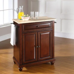 Crosley Cambridge Natural Wood Top Portable Kitchen Island, Vintage Mahogany Finish -Kitchen Storage Store 773163ca06463a13 0166 w800 h800 b0 p0
