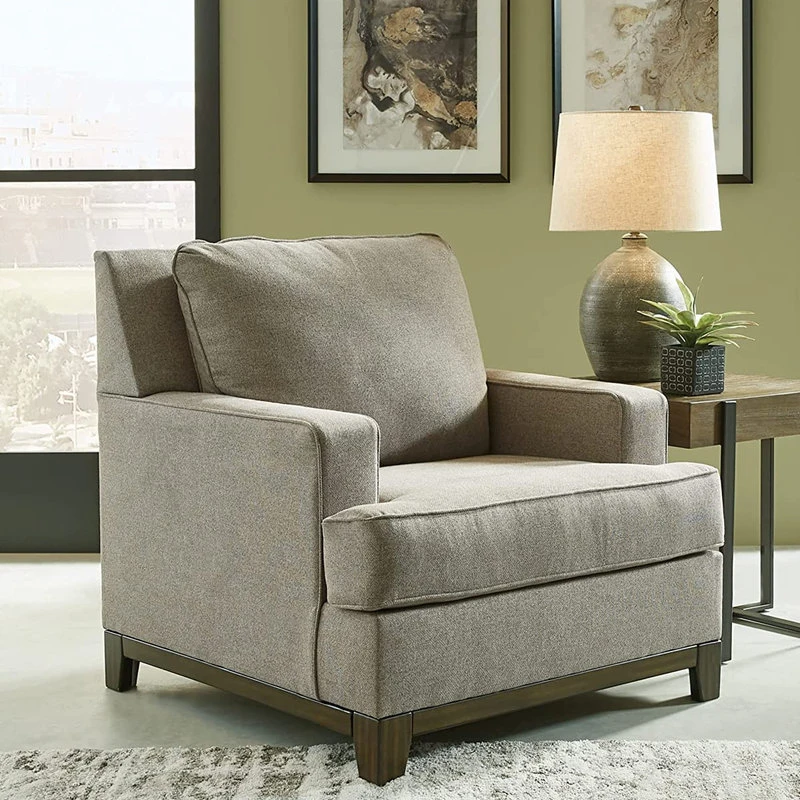 Comfortable Accent Chair, Oversized Design With Track Armrests, Grayish Brown 4 Comfortable Accent Chair, Oversized Design With Track Armrests, Grayish Brown - Image 2