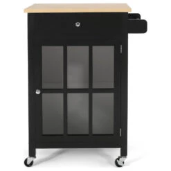 Medway Contemporary Glass Paneled Kitchen Cart