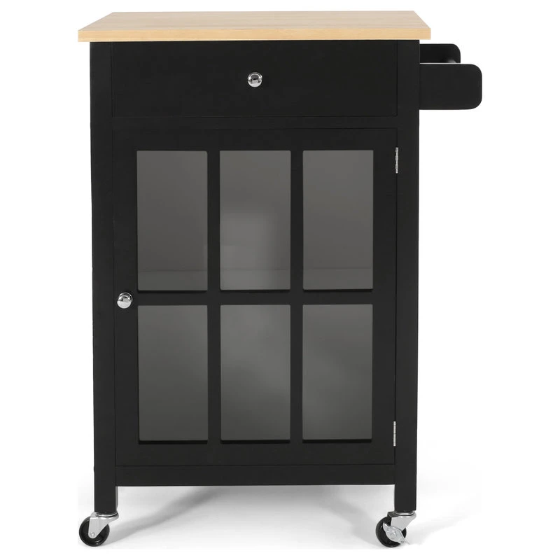 Medway Contemporary Glass Paneled Kitchen Cart 3 Medway Contemporary Glass Paneled Kitchen Cart