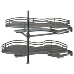 Solid Surface 2-Shelf Blind Corner Organizer For Blind Left Cabinet, Gray, 33"