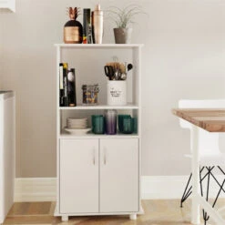 Boahaus Montpellier Modern Wood Kitchen Pantry With Open Compartments In White -Kitchen Storage Store 7af1dae003ad30b0 2706 w800 h800 b0 p0