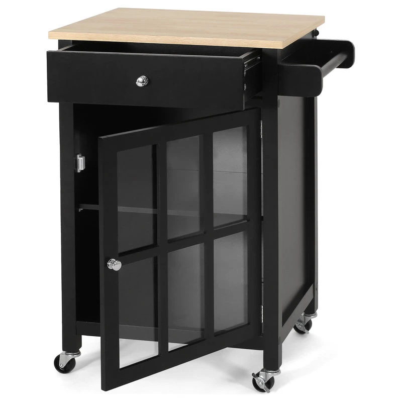 Medway Contemporary Glass Paneled Kitchen Cart 6 Medway Contemporary Glass Paneled Kitchen Cart - Image 4