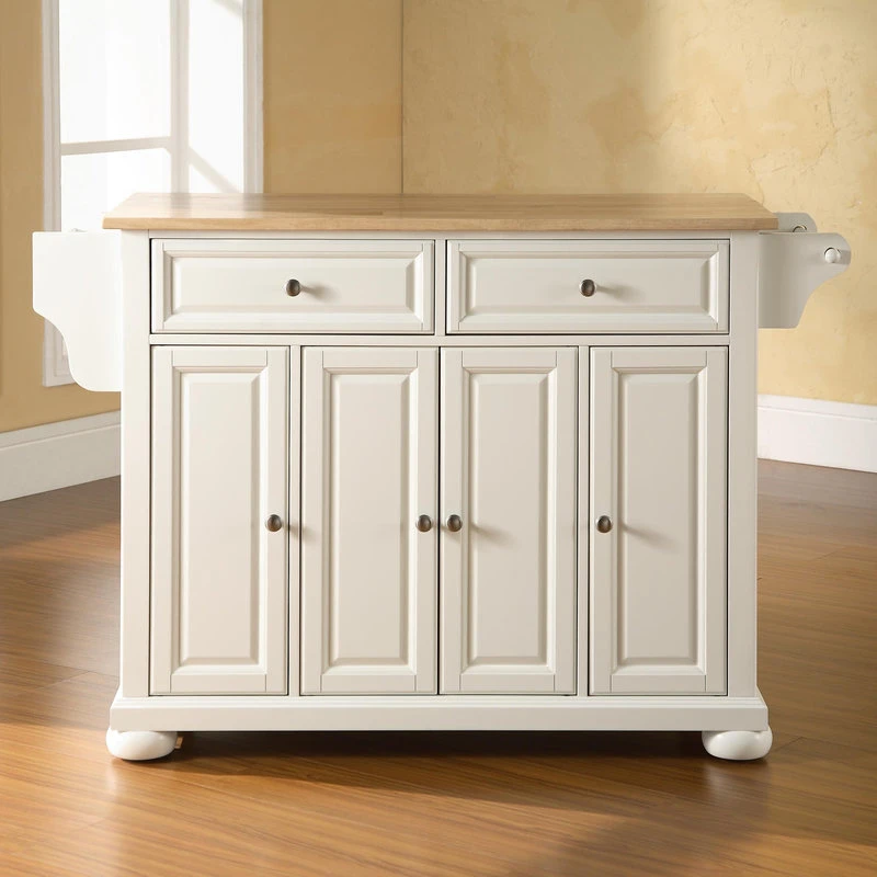 Crosley Alexandria Natural Wood Top Kitchen Island, White Finish 6 Crosley Alexandria Natural Wood Top Kitchen Island, White Finish - Image 4