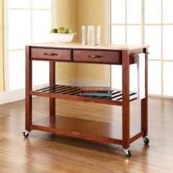 Crosley Natural Wood Top Kitchen Cart/Island, Optional Stool Storage, Classic Cherry 12 Crosley Natural Wood Top Kitchen Cart/Island, Optional Stool Storage, Classic Cherry -Kitchen Storage Store 7f014dca06463d14 0152 w800 h800 b0 p0