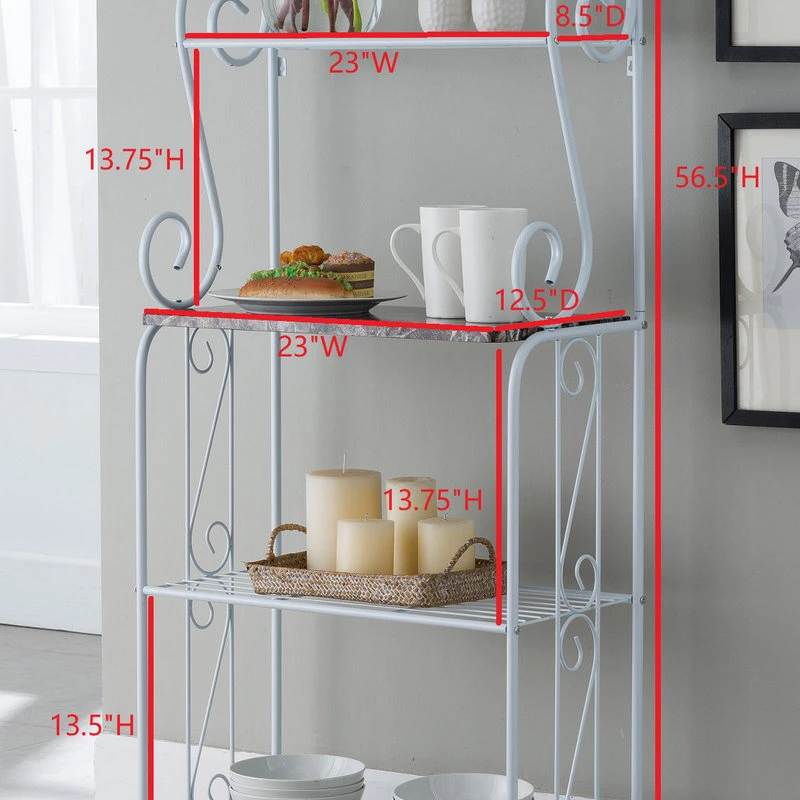 Destin 4 Tier Freestanding Kitchen Bakers Rack With White Metal Frame 4 Destin 4 Tier Freestanding Kitchen Bakers Rack With White Metal Frame - Image 2