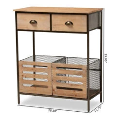 Baxton Studio Oak Brown Wood And Black Metal 2-Drawer Kitchen Storage Cabinet -Kitchen Storage Store 7fe1c8f30f3f5156 6629 w800 h800 b1 p0