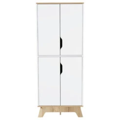 FM FURNITURE Zurich Double Kitchen Pantry Light Oak-White