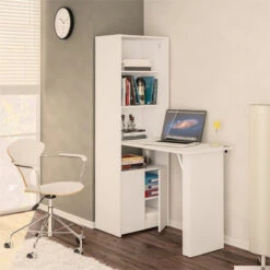 Boahaus Gunsan Multipurpose Modern Wood Storage Cabinet With Desk In White -Kitchen Storage Store 82f1af770396cb41 9029 w800 h800 b0 p0