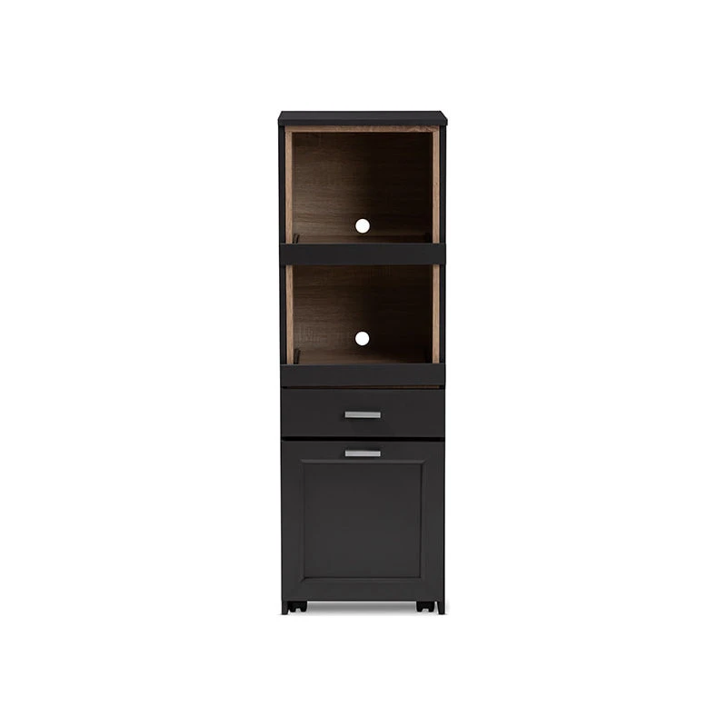 Baxton Studio Fabian Kitchen Cabinet - Dark Gray, Oak Brown 5 Baxton Studio Fabian Kitchen Cabinet - Dark Gray, Oak Brown - Image 3