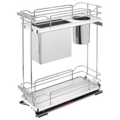 Two-Tier Knife Block Pull Out Organizers With Soft Close, Gray, 10.25"