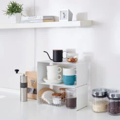 Stackable Countertop Shelf, Steel, Small, Holds 6.6 Lbs, Stackable, White, Small -Kitchen Storage Store 89917f83025ad520 9581 w800 h800 b0 p0