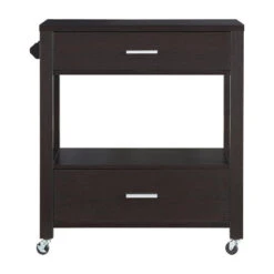 Furniture Of America Arton Contemporary Wood 2-Drawer Kitchen Cart In Cappuccino