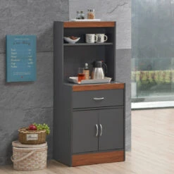 54" Tall Open Shelves Enclosed Storage Kitchen Cabinet, Gray-Oak 9 54" Tall Open Shelves Enclosed Storage Kitchen Cabinet, Gray-Oak -Kitchen Storage Store 8b5145740112b6b5 2038 w800 h800 b0 p0