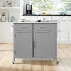 Crosley Savannah Stainless Steel Top Full-Size Kitchen Island Cart, Gray -Kitchen Storage Store 8cf16a420f73b875 4547 w800 h800 b0 p0