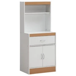 54" Tall Open Shelves Enclosed Storage Kitchen Cabinet, White