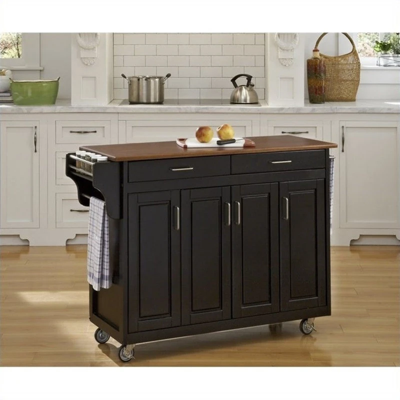 Homestyles Create-a-Cart Wood Rolling Kitchen Cart In Black 3 Homestyles Create-a-Cart Wood Rolling Kitchen Cart In Black