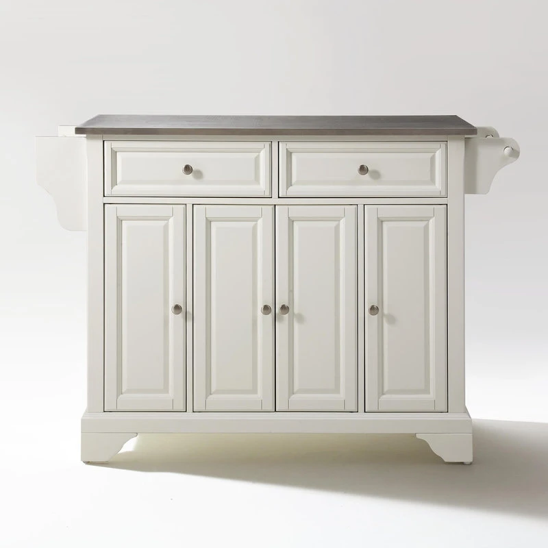 Crosley LaFayette Stainless Steel Top Kitchen Island, White Finish 4 Crosley LaFayette Stainless Steel Top Kitchen Island, White Finish - Image 2
