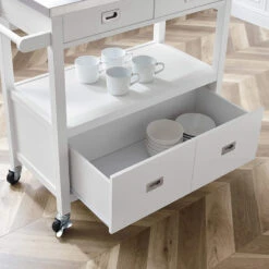 Modern Kitchen Cart, Stainless Steel Top And Spacious Drawer, Glossy White 11 Modern Kitchen Cart, Stainless Steel Top And Spacious Drawer, Glossy White -Kitchen Storage Store 95919fd80092be59 0791 w800 h800 b0 p0