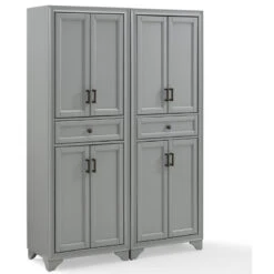 Pemberly Row 4 Door Pantry Set In Distressed Gray (Set Of 2) -Kitchen Storage Store 9731da7501728a3b 3800 w800 h800 b1 p0