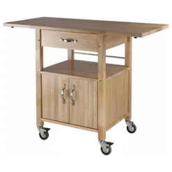 Transitional Kitchen Cart, Cabinet Door & Top With Drop Leaves, Natural Finish -Kitchen Storage Store 97d1e0f9019af34d 2325 w800 h800 b1 p0