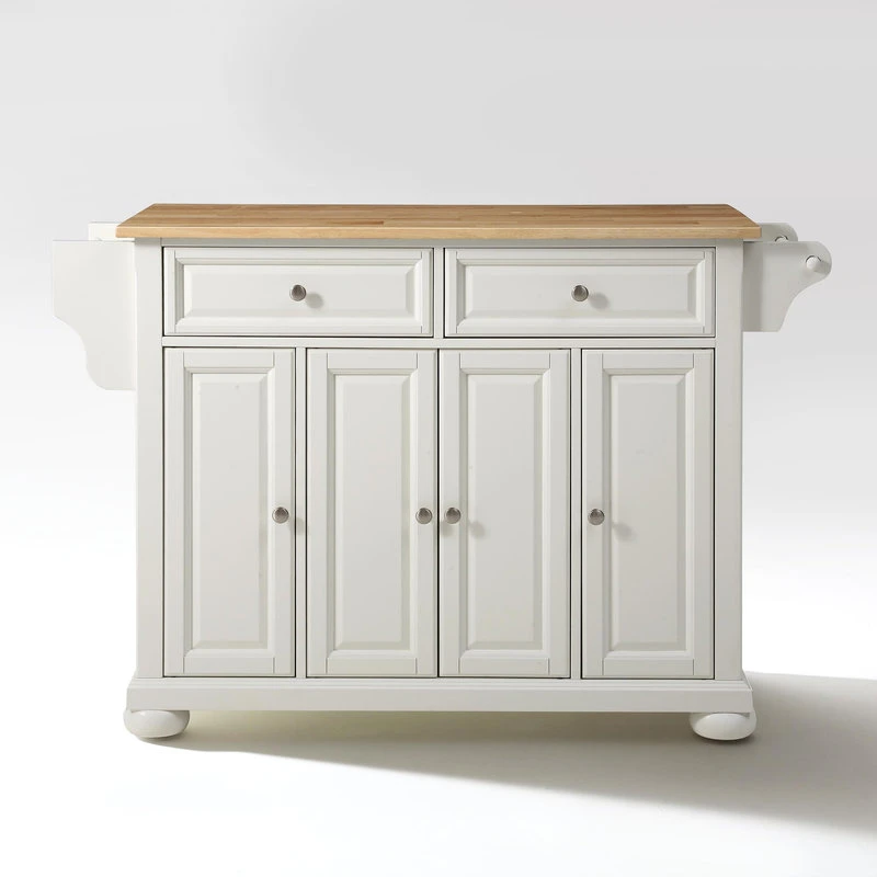 Crosley Alexandria Natural Wood Top Kitchen Island, White Finish 4 Crosley Alexandria Natural Wood Top Kitchen Island, White Finish - Image 2