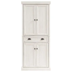 Traditional Tall Pantry Cabinet, 2 Cabinets & Center Drawer, Distressed White 9 Traditional Tall Pantry Cabinet, 2 Cabinets & Center Drawer, Distressed White -Kitchen Storage Store 9ae1043e02a3a27b 1442 w800 h800 b1 p0