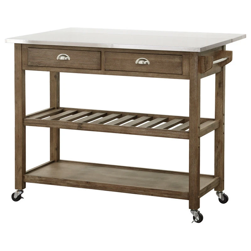 Drop Leaf Stainless Steel Kitchen Cart 4 Drop Leaf Stainless Steel Kitchen Cart - Image 2
