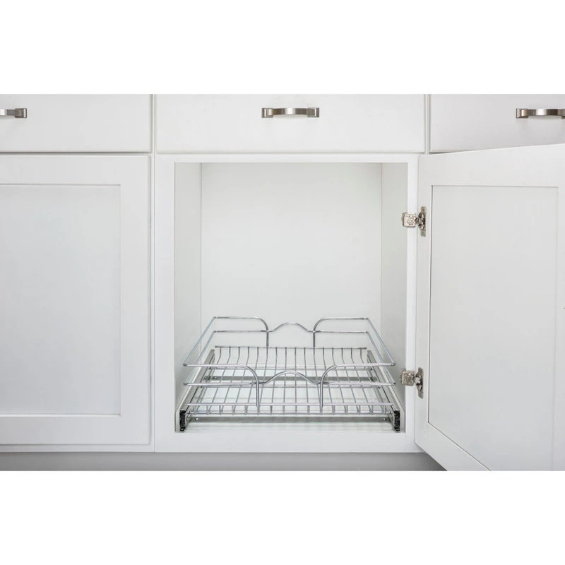 Single Tier Bottom Mount Pull Out Steel Wire Organizer, 14.4" 7 Single Tier Bottom Mount Pull Out Steel Wire Organizer, 14.4" - Image 5