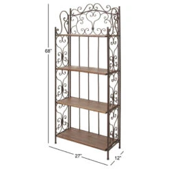 Zimlay Eclectic 4-Tiered Iron And Wood Scrolled Bakers Rack 69872 -Kitchen Storage Store 9cb13a2d0269a6f0 0228 w800 h800 b1 p0
