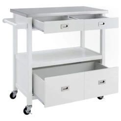 Modern Kitchen Cart, Stainless Steel Top And Spacious Drawer, Glossy White 9 Modern Kitchen Cart, Stainless Steel Top And Spacious Drawer, Glossy White -Kitchen Storage Store 9fe110c60092be55 0791 w800 h800 b1 p0