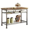 Industrial Kitchen Island, Slatted Metal Shelf And Butcher Block Top, Caramel Wo -Kitchen Storage Store a7415cd10244d852 3840 w800 h800 b1 p0