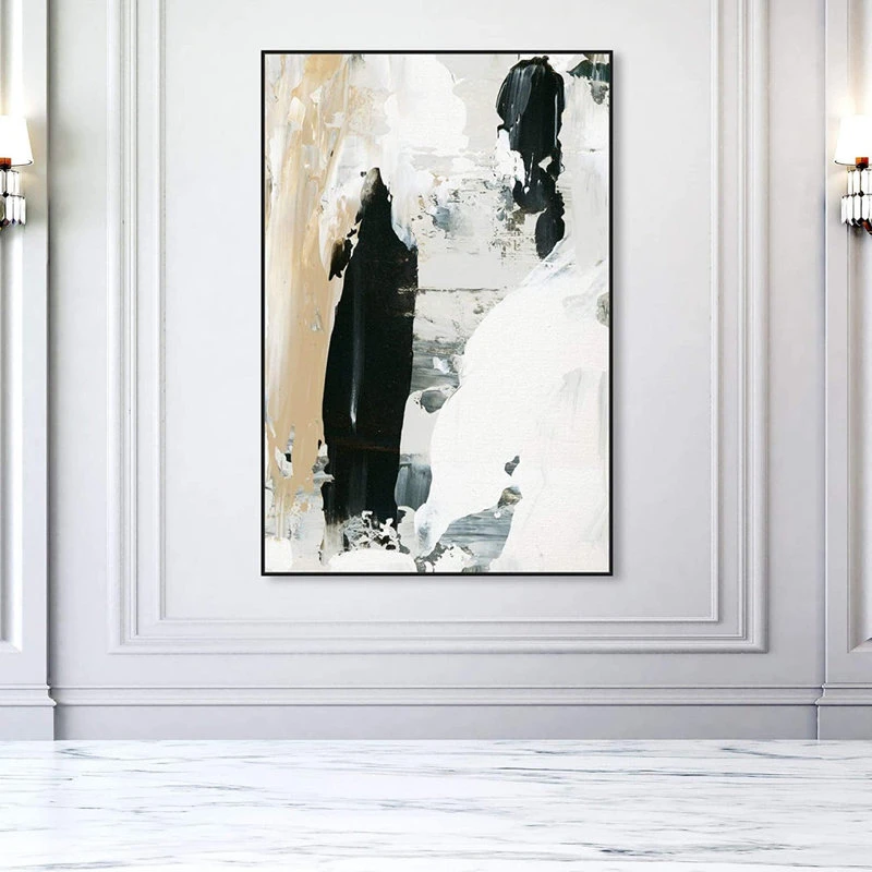 Modern Wall Art, Black Textured Frame With Multicolored Abstract Painting 4 Modern Wall Art, Black Textured Frame With Multicolored Abstract Painting - Image 2