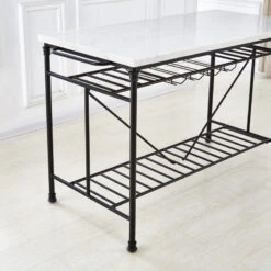 Steve Silver Claire Kitchen Island In White Marble And Black Metal CR540CK -Kitchen Storage Store a8710ed90d9e4944 4537 w800 h800 b0 p0