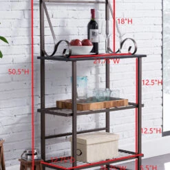 Kalamazoo 4 Tier Free Standing Kitchen Bakers Rack, Pewter Metal/Black Wood -Kitchen Storage Store a94188650c75b745 0046 w800 h800 b0 p0