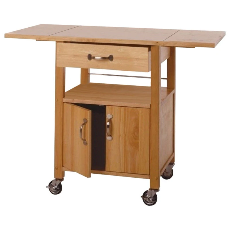 Pemberly Row Butcher Block Kitchen Cart With Drop Leaf In Natural Finish 3 Pemberly Row Butcher Block Kitchen Cart With Drop Leaf In Natural Finish