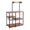 Costway 4-Tier MDF Vintage Kitchen Baker's Rack With Basket & 5 Hooks In Coffee 2 Costway 4-Tier MDF Vintage Kitchen Baker's Rack With Basket & 5 Hooks In Coffee -Kitchen Storage Store a9912cbe00ff2689 7124 w800 h800 b1 p0
