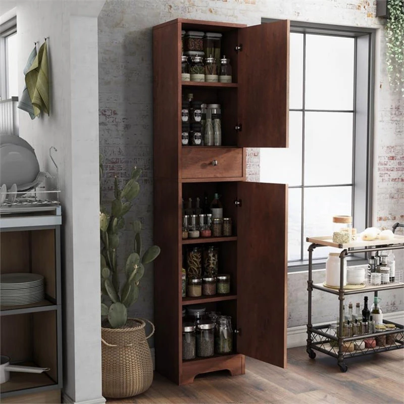 Bowery Hill Contemporary Wood 1-Drawer Pantry In Vintage Walnut 5 Bowery Hill Contemporary Wood 1-Drawer Pantry In Vintage Walnut - Image 3