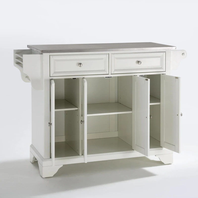 Crosley LaFayette Stainless Steel Top Kitchen Island, White Finish 5 Crosley LaFayette Stainless Steel Top Kitchen Island, White Finish - Image 3