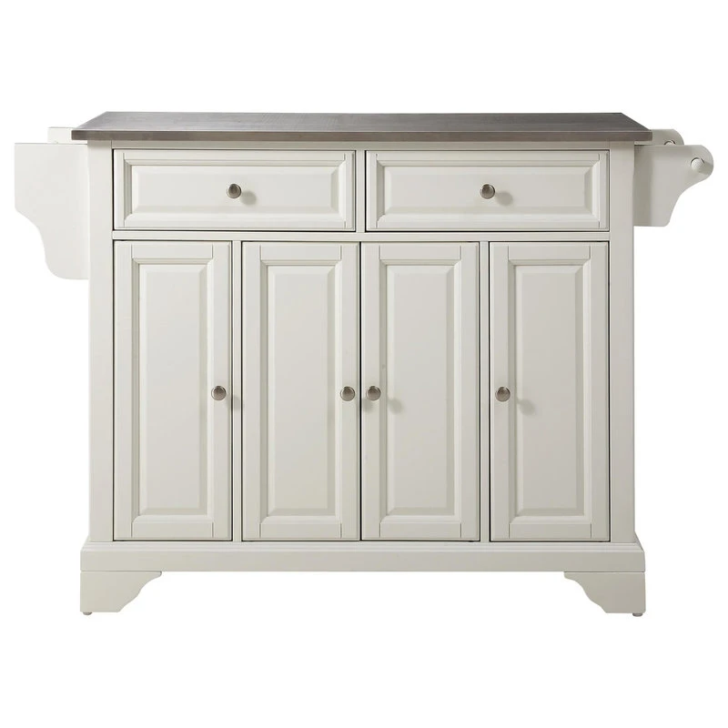 Crosley LaFayette Stainless Steel Top Kitchen Island, White Finish 3 Crosley LaFayette Stainless Steel Top Kitchen Island, White Finish