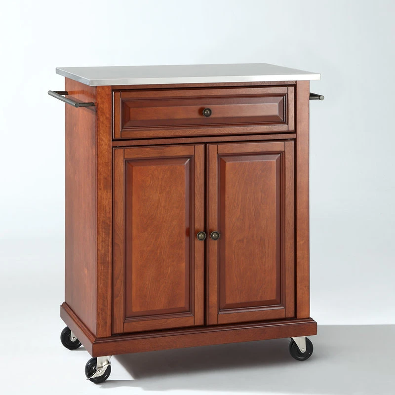 Crosley Stainless Steel Top Portable Kitchen Cart/Island, Classic Cherry Finish 4 Crosley Stainless Steel Top Portable Kitchen Cart/Island, Classic Cherry Finish - Image 2