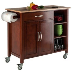 Winsome Wood Transitional Walnut And Natural Composite Wood Cart 94843 -Kitchen Storage Store ad7148490da390d8 3068 w800 h800 b1 p0