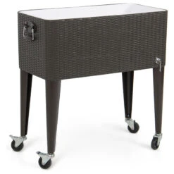 Belleze 80 Quart Patio Deck Cooler Rolling Outdoor Party, Brown -Kitchen Storage Store af2147820b57af61 7803 w800 h800 b1 p0