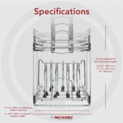 Two-Tier Steel Wire Pull Out Cookware Cabinet Organizer, 11.75" -Kitchen Storage Store af61a4bb0e7a5d98 8048 w800 h800 b0 p0